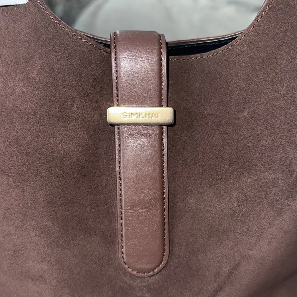 SIMKHAI Khai Suede Hobo Shoulder Bag in Cacao - Picture 10 of 17